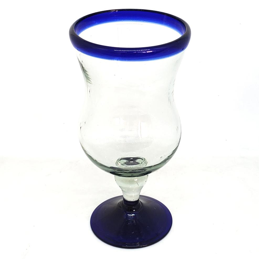 Ofertas / Juego de 6 copas curvas para vino con borde azul cobalto / La pared curveada de stas copas las hace clsicas y bellas al mismo tiempo. Ideales para acompaar su mesa.